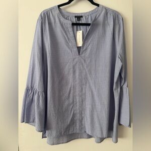 Ann Taylor Blue Seersucker Blouse